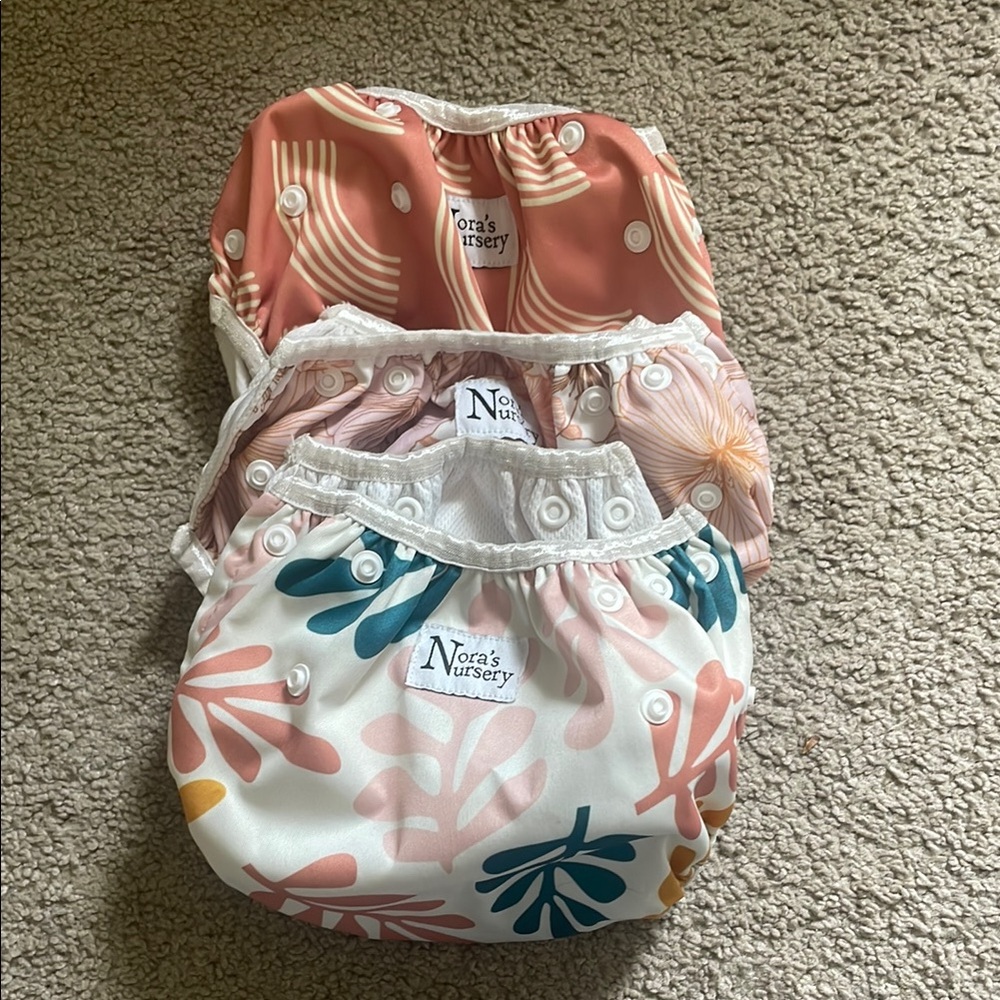 Norah’s Nursery Cloth Swim Diapers - Pink, White, Green
